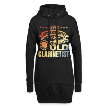 Unterschätze nie alte Klarinettisten - Hoodie-Kleid - Schwarz - Vorne