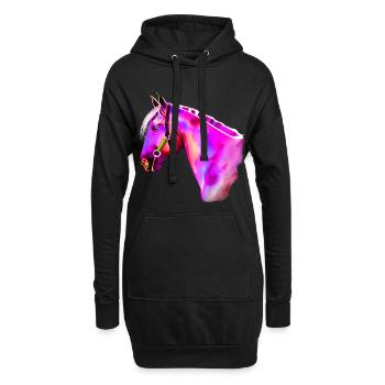 Aquarelle de tête de cheval néon - Sweat-shirt à capuche long Femme - noir - Devant