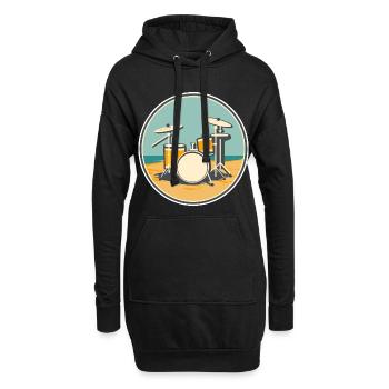 Drum Set Illustration - Hoodie-Kleid - Schwarz - Vorne