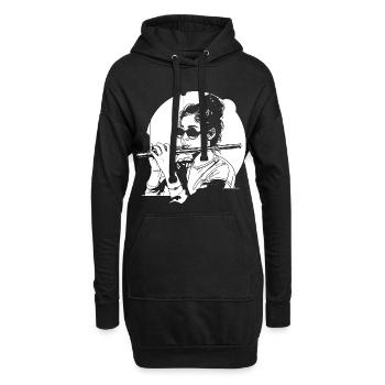 Flûtiste dessinateur - Sweat-shirt à capuche long Femme - noir - Devant