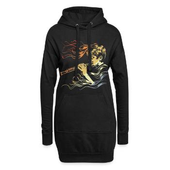 Flûte Garçon Dessin Vintage - Sweat-shirt à capuche long Femme - noir - Devant