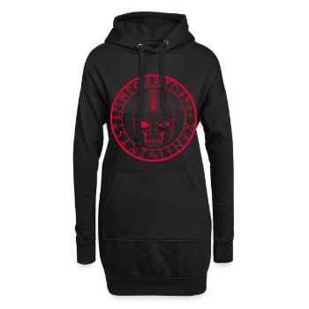 Wikinger Schädel (Rot) - Hoodie-Kleid - Schwarz - Vorne