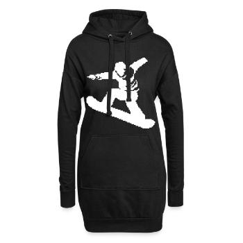 Snowboarder Pixel Grafik - Hoodie-Kleid - Schwarz - Vorne