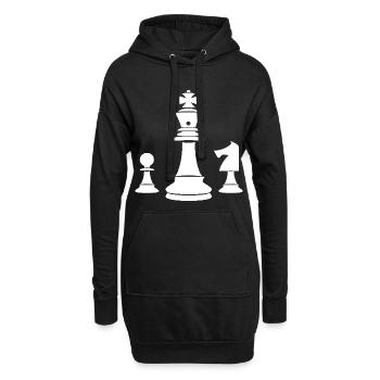 Schachfiguren Skizze - Hoodie-Kleid - Schwarz - Vorne