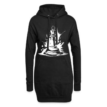Schachfigur - Hoodie-Kleid - Schwarz - Vorne