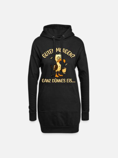 Morgenmuffel Möwe mit Kaffee - Hoodie-Kleid - Schwarz