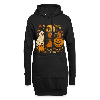 Halloween Hühner mit Kürbissen und Hüten - Hoodie-Kleid - Schwarz - Vorne