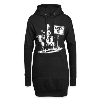 Lustige Area 51 Alien UFO Reitkuh - Hoodie-Kleid - Schwarz - Vorne