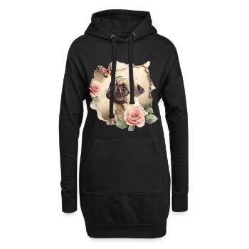 Carlin au Papillon Vintage - Sweat-shirt à capuche long Femme - noir - Devant