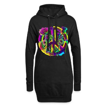 Démonstration de la paix des Fleurs de la Paix - Sweat-shirt à capuche long Femme - noir - Devant