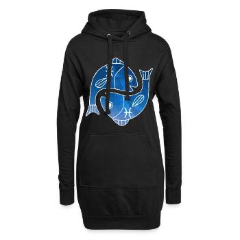 Fische und das Universum - Hoodie-Kleid - Schwarz - Vorne