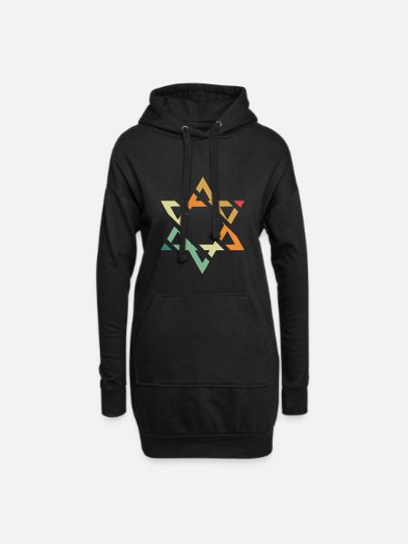 Davidstern - Hoodie-Kleid - Schwarz