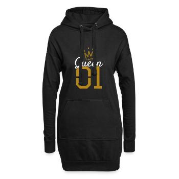 Queen 01 Krone Königin Gold - Hoodie-Kleid - Schwarz - Vorne