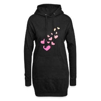 Herzchen Herz - Hoodie-Kleid - Schwarz - Vorne