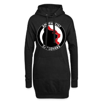 Amoureux des chats antifascistes - Sweat-shirt à capuche long Femme - noir - Devant