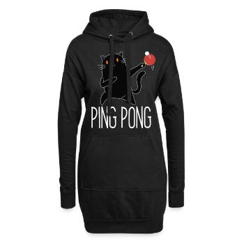 Table Tennis Katze Pingpong Black Cat Outfit - Sweat-shirt à capuche long Femme - noir - Devant