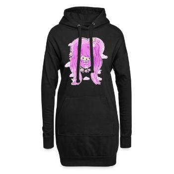 Cute Pink Heart Girl - Hoodie Dress - black - Front