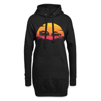 Sonnenaufgang Wohnwagen Caravaning - Hoodie-Kleid - Schwarz - Vorne