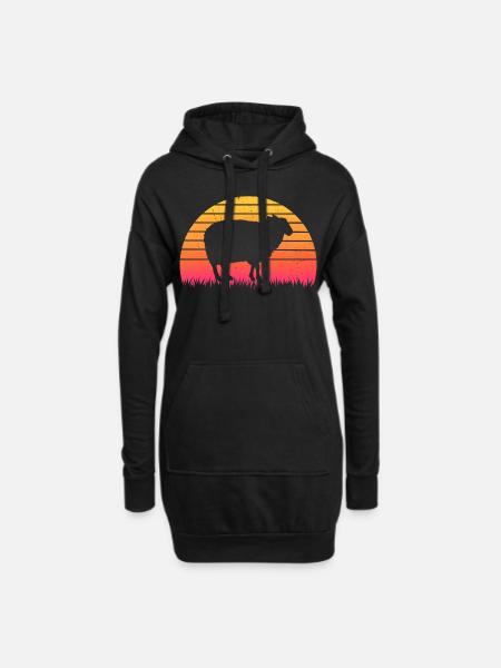 Retro Sunset Sheep T-Shirt Sheep - Hoodiejurk - zwart