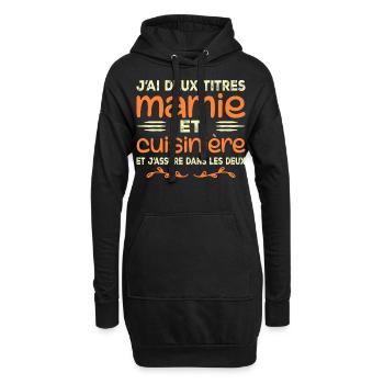 Zwei Titel Oma Köchin | Oma, Küche - Hoodie-Kleid - Schwarz - Vorne