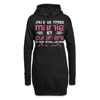 Zwei Titel Oma Köchin | Oma, Küche - Hoodie-Kleid - Schwarz - Vorne