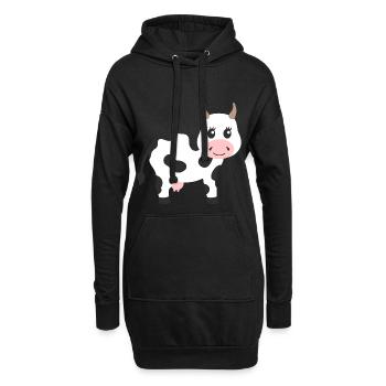 Kuh - Hoodie-Kleid - Schwarz - Vorne