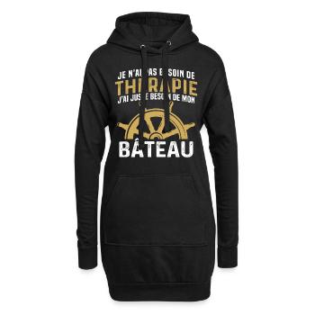 j'ai juste besoin de mon bâteau - Sweat-shirt à capuche long Femme - noir - Devant