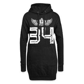 34 Zahl Krone - Hoodie-Kleid - Schwarz - Vorne