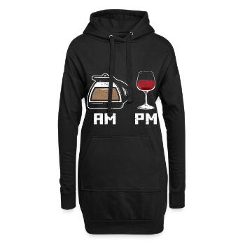 Kaffee Wein AM PM - Hoodie-Kleid - Schwarz - Vorne