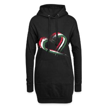 Herz Bürste Flagge Ungarns - Hoodie-Kleid - Schwarz - Vorne