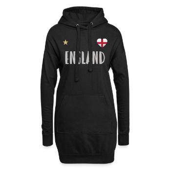 England Fußball Trikot Englische Flagge - Hoodie-Kleid - Schwarz - Vorne