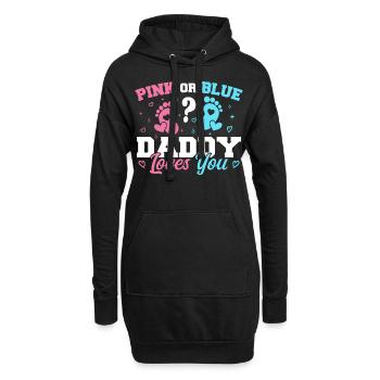 Pink Or Blue Daddy Loves You - Funny Gender reveal - Sweat-shirt à capuche long Femme - noir - Devant