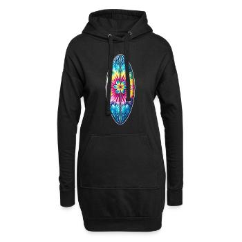 Tie Dye Surf Urlaub 2024 Hawaii - Hoodie-Kleid - Schwarz - Vorne