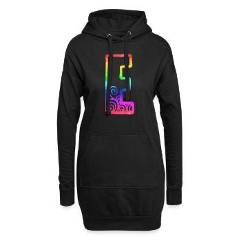 regenbogen e - Hoodie-Kleid - Schwarz - Vorne