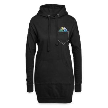 Conception de poche de poitrine de perruche avec perruches - Sweat-shirt à capuche long Femme - noir - Devant