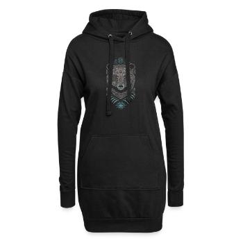 Loup Celtique Mandala et Soleil - Sweat-shirt à capuche long Femme - noir - Devant