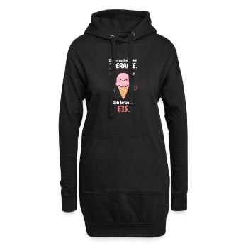 Brauche keine Therapie brauche Eis T-Shirt Spruch - Hoodie-Kleid - Schwarz - Vorne