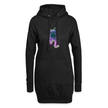 Neon Bulldog Splash - Hoodie-Kleid - Schwarz - Vorne