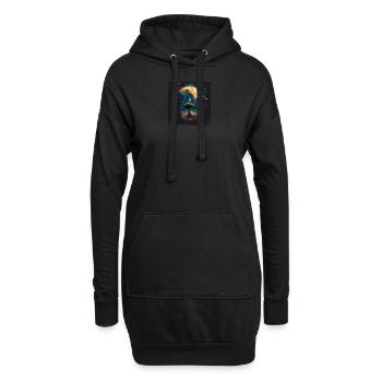 Pilze Aquarell und Watercolor Boho Malerei - Hoodie-Kleid - Schwarz - Vorne