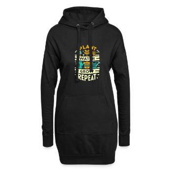 Pflanze Wasser Wachsen Wiederholen - Hoodie-Kleid - Schwarz - Vorne