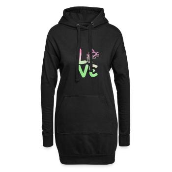 Hühner Hahn Perlhuhn - Hoodie-Kleid - Schwarz - Vorne