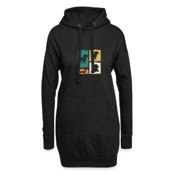 Hund Dackel - Hoodie-Kleid - Schwarz - Vorne