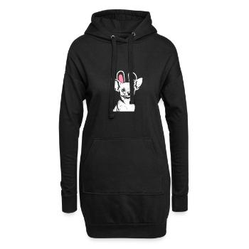 Chien Lapin Chihuahua - Sweat-shirt à capuche long Femme - noir - Devant