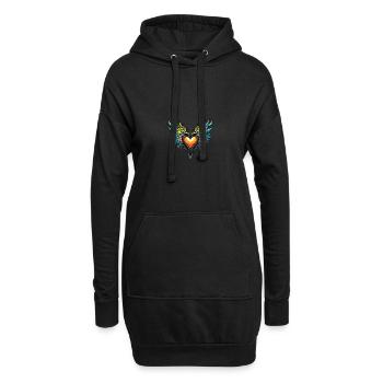 Ailes de cœur - Sweat-shirt à capuche long Femme - noir - Devant