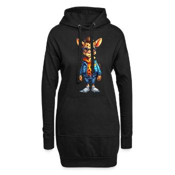 Dessin animé girafe mignon - Sweat-shirt à capuche long Femme - noir - Devant