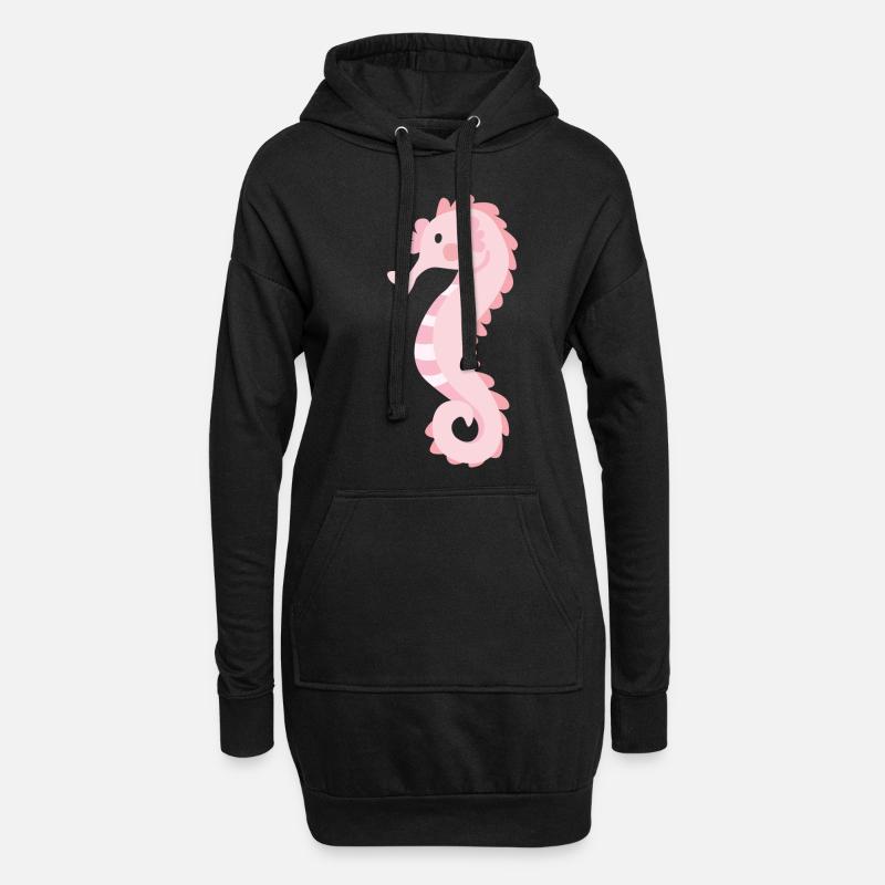 Seepferdchen - Hoodie-Kleid - Schwarz