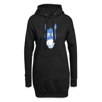 Bleu âne souriant - Sweat-shirt à capuche long Femme - noir - Devant
