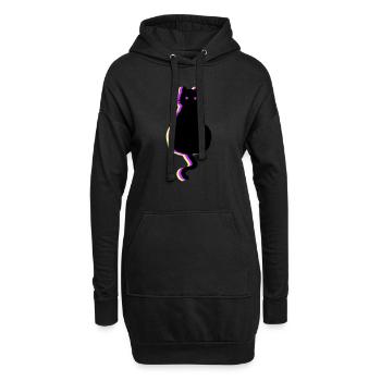 Leuchtkatze pink - Hoodie-Kleid - Schwarz - Vorne