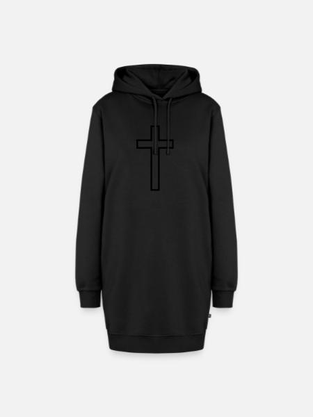 Kreuz mit Umrandung - Hoodie-Kleid - Schwarz