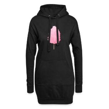 Barbe à papa rose moelleuse - Sweat-shirt à capuche long Femme - noir - Devant